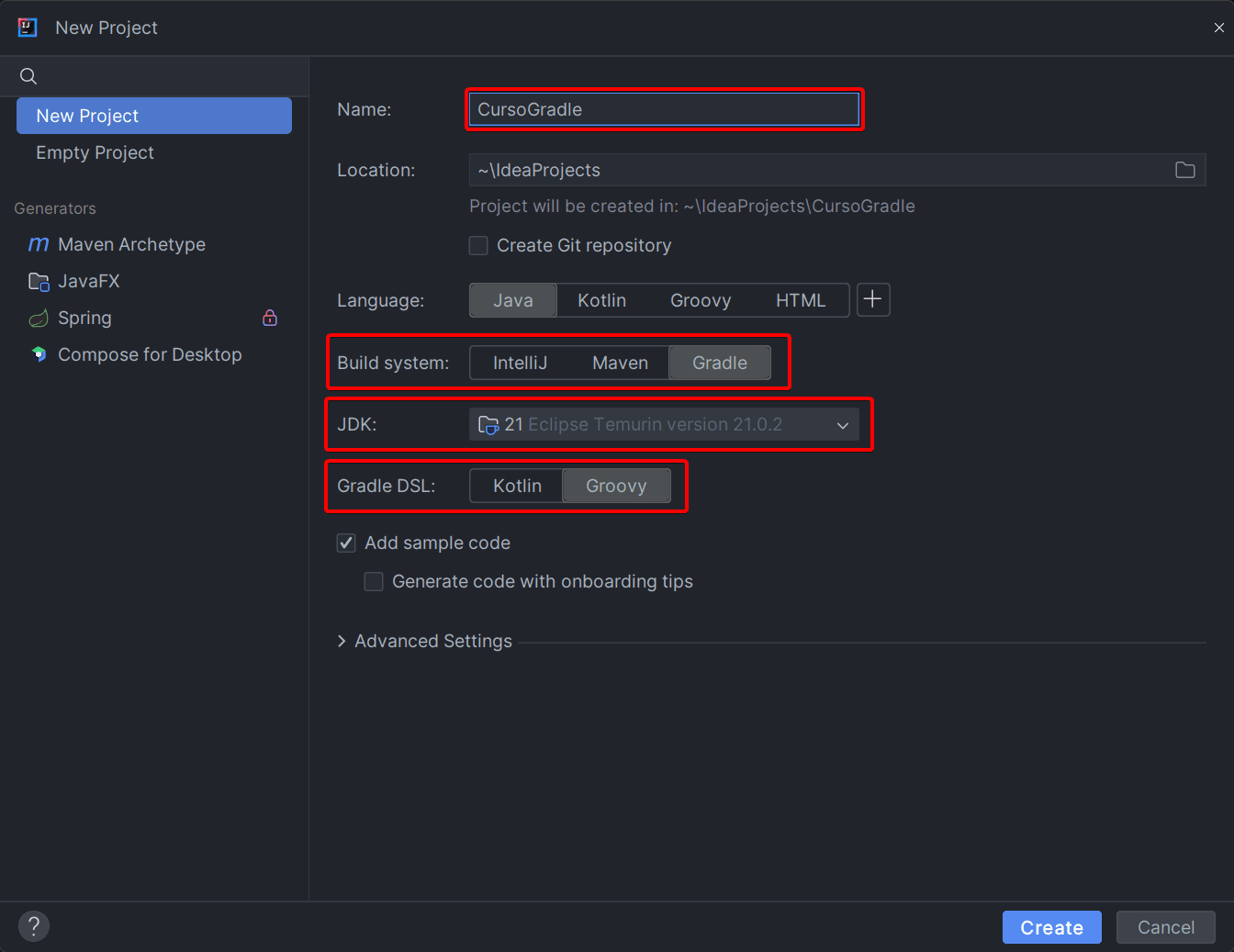Configuración del proyecto de IntellIj