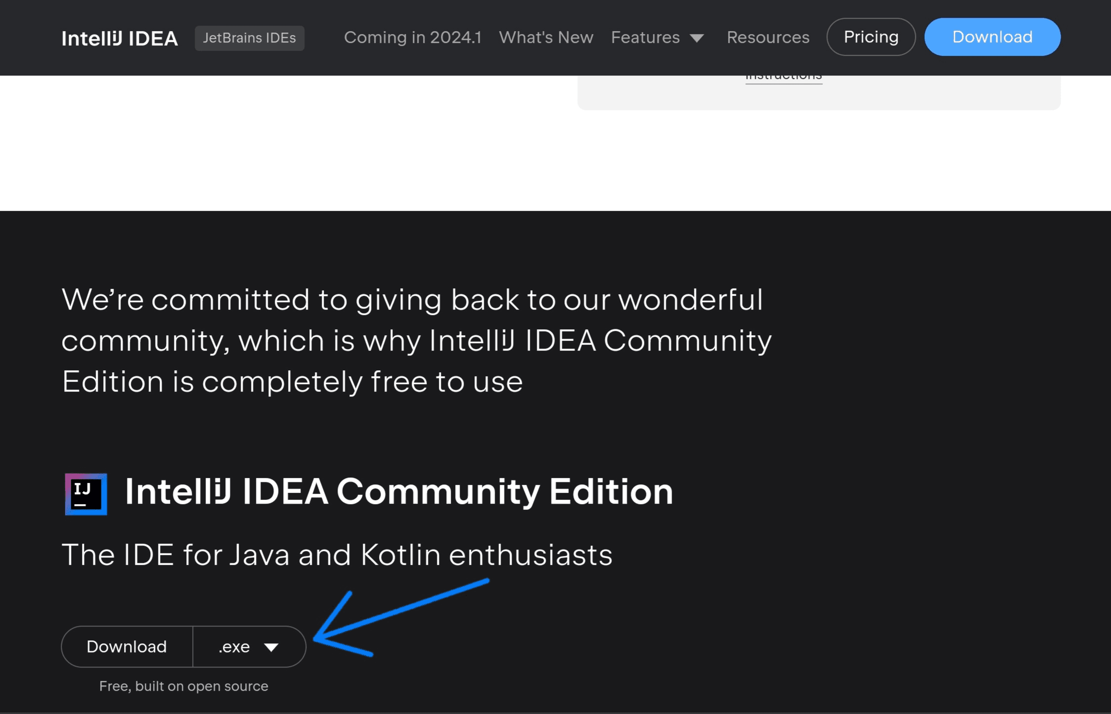 Página de inicio de Jetbrains IntelliJ