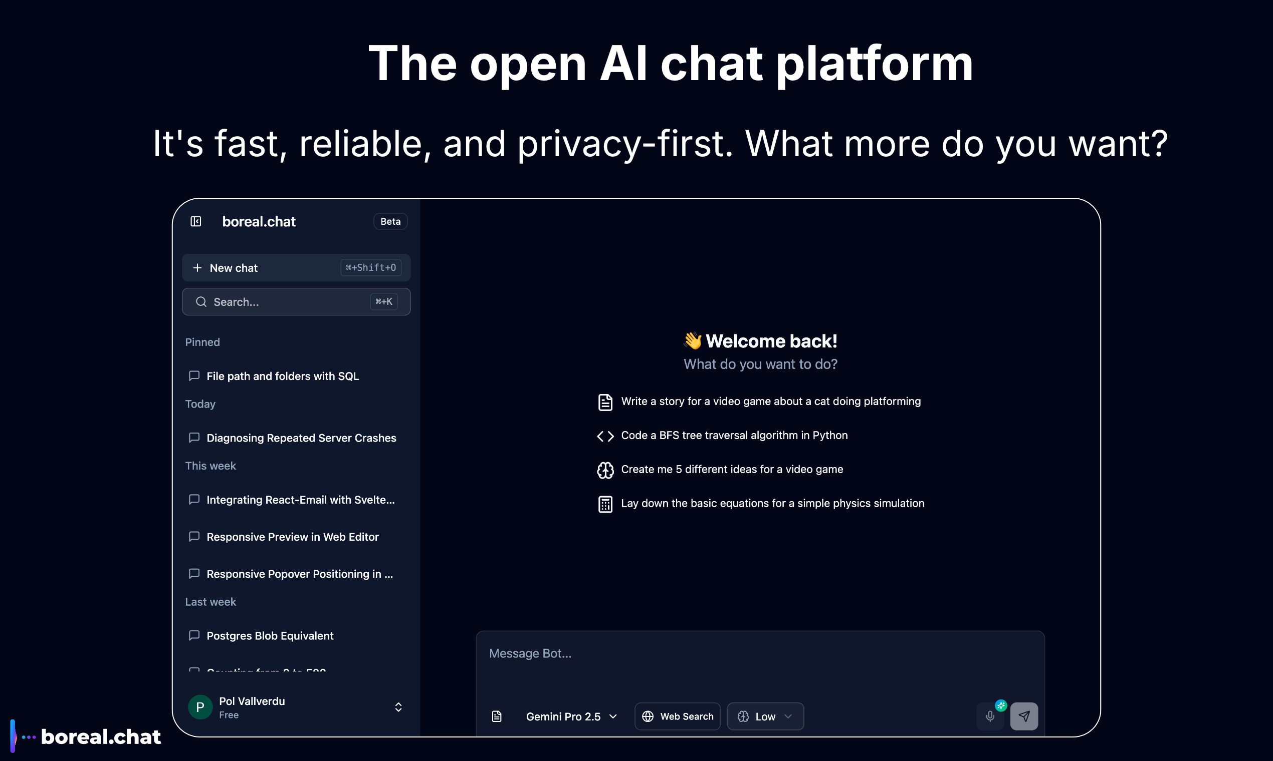 Explicación de Boreal chat